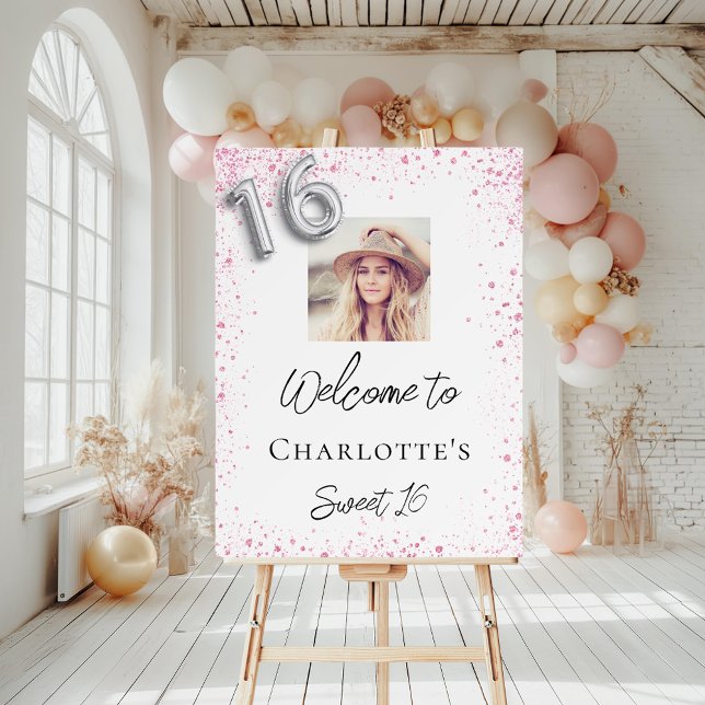 Sweet 16 white pink glitter photo foam board (Creator Uploaded)