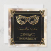 Sweet 16 Winter Masquerade | Sweet Sixteen Bokeh Invitation (Front)