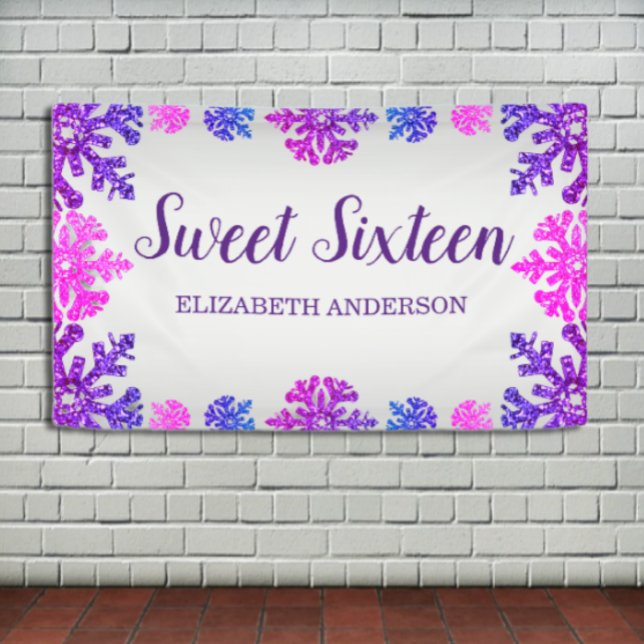 Sweet 16 Winter Snowflake Birthday Banner (Creator Uploaded)