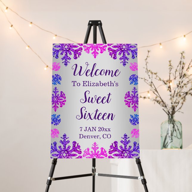 Sweet 16 Winter Snowflake Birthday Foam Board (In Situ (Stand))