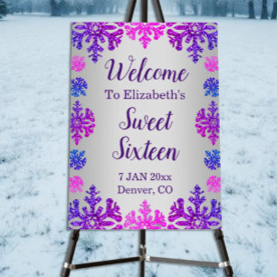 Sweet 16 Winter Snowflake Birthday Foam Board