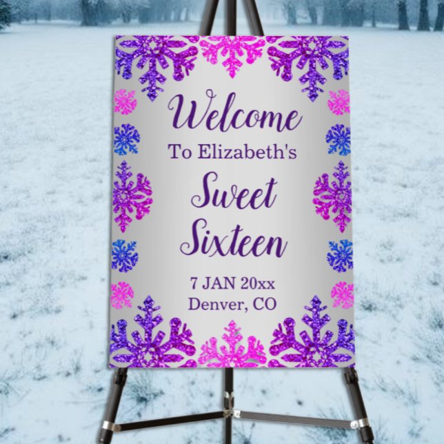 Sweet 16 Winter Snowflake Birthday Foam Board (Creator Uploaded)