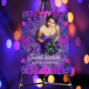 Sweet 16 Winter Snowflake Birthday Foam Board