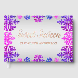 Sweet 16 Winter Snowflake Birthday Foil Guest Book