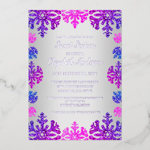 Sweet 16 Winter Snowflake Birthday Foil Invitation