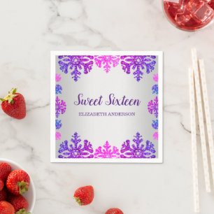 Sweet 16 Winter Snowflake Birthday Napkins