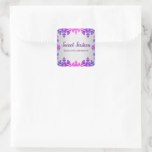 Sweet 16 Winter Snowflake Birthday Square Sticker
