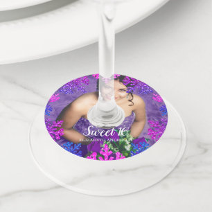 Sweet 16 Winter Snowflake Birthday Wine Glass Tag