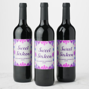 Sweet 16 Winter Snowflake Birthday Wine Label