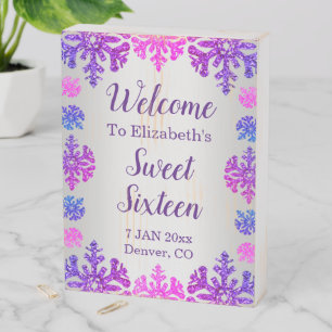 Sweet 16 Winter Snowflake Birthday Wooden Box Sign