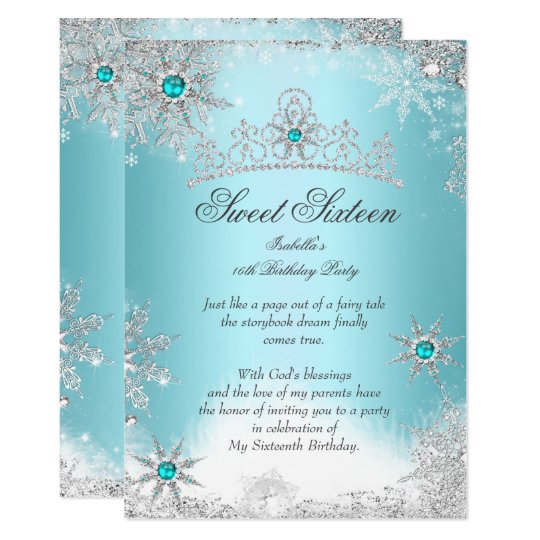 Sweet 16 Winter Wonderland Silver Blue Invitation | Zazzle.com