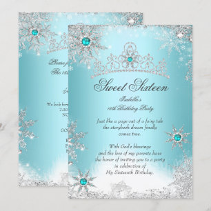 Sweet 16 Winter Wonderland Silver Blue Invitation