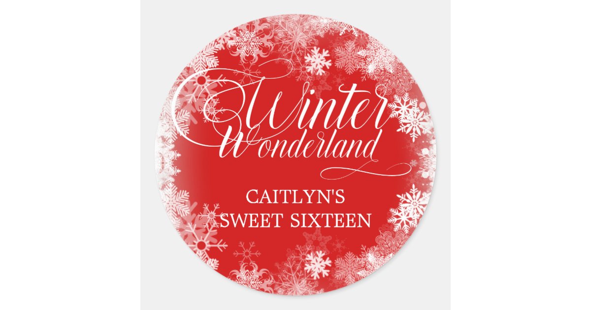 Sweet 16 Winter Wonderland Snowflake Favor Classic Round Sticker | Zazzle
