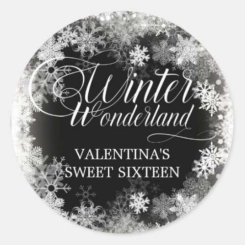 Sweet 16 Winter Wonderland Snowflake Favor Classic Round Sticker