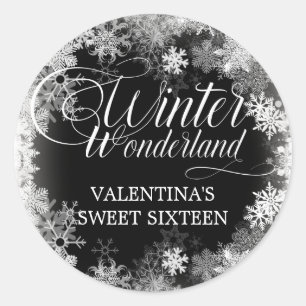 Sweet 16 Winter Wonderland Snowflake Favor Classic Round Sticker