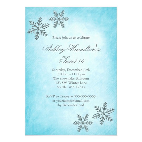 sweet 16 winter wonderland sparkle snowflakes invitation winter party invitation template