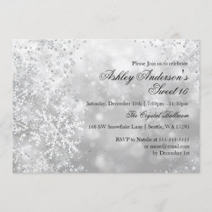 Sweet 16 Winter Wonderland Sparkle Snowflakes Invitation
