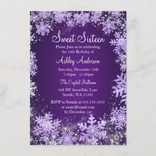 Sweet 16 Winter Wonderland Sparkle Snowflakes Invitation