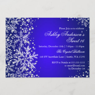 Sweet 16 Winter Wonderland Sparkle Snowflakes Invitation