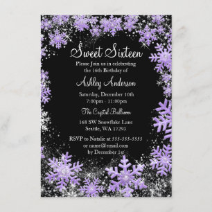 Sweet 16 Winter Wonderland Sparkle Snowflakes Invitation