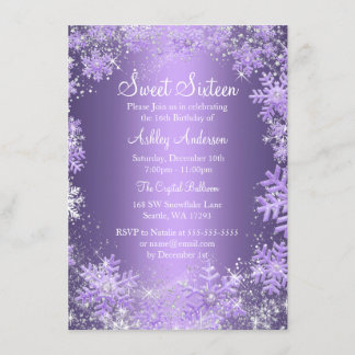 Sweet 16 Winter Wonderland Sparkle Snowflakes Invitation