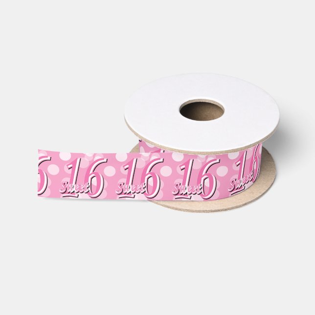 Sweet 16 Word Art | 16th Birthday Satin Ribbon (Spool)