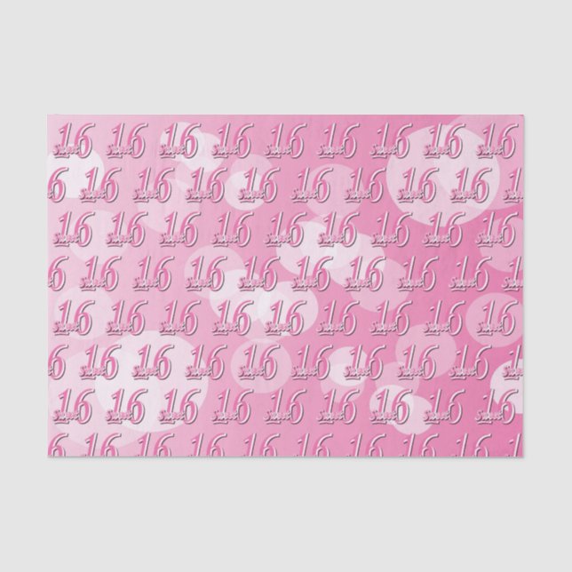 Sweet 16 Word Art | 16th Birthday Tissue Paper (Front)