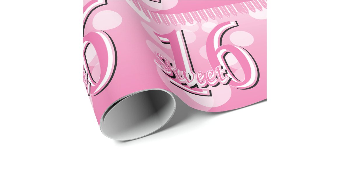 Sweet 16 Word Art | 16th Birthday Wrapping Paper | Zazzle