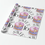 Sweet 16 Wrapping Paper<br><div class="desc">This wrapping paper showcases the words "Sweet 16" in a unique print font black letters featuring dounts with filling and sprinkles in this sweet 16 birthday theme and style. All wrapping papers are offered in four types of premium paper and five different sizes. Has a softer surface and dull finish...</div>