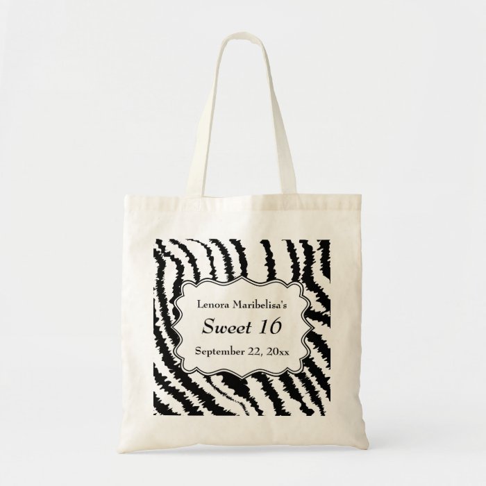 Sweet 16 Zebra Print Pattern Canvas Bag