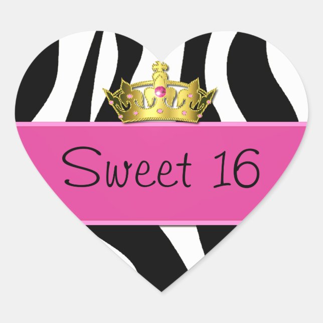 Sweet 16 Zebra Print Sticker (Front)