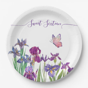 Sweet 16script floral Birthday Party Paper Plates