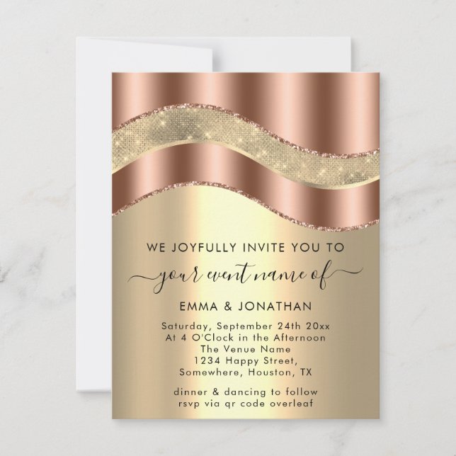 Sweet 16t Bridal Shower QR Code Rose Copper Gold (Front)