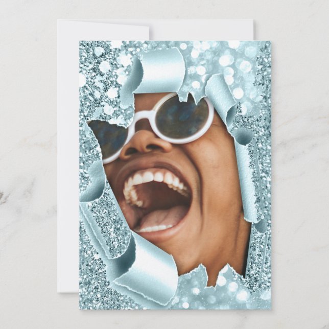 Sweet 16th 15th Bridal Shower 3D Blue Graduate Invitation (Front)