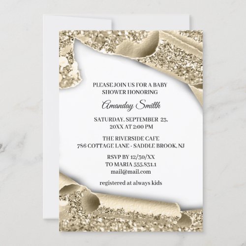 Sweet 16th 15th Bridal Shower 3D Gold Glitter Invitation