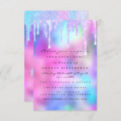 Sweet 16th 15th Drips Holographic Pink High Heels Invitation (Front/Back)