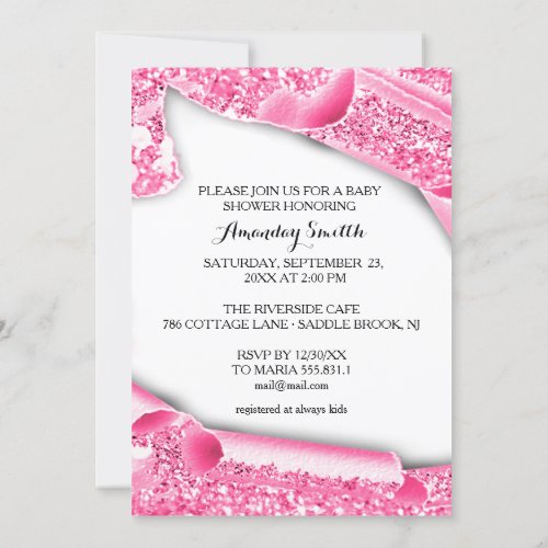 Sweet 16th 15th Graduate pink glitter 3d frame Invitation