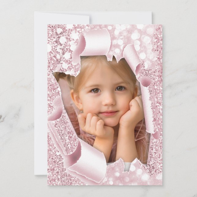 Sweet 16th 1th 2th 3th 4th 5th pink glitter 3d invitation (Front)