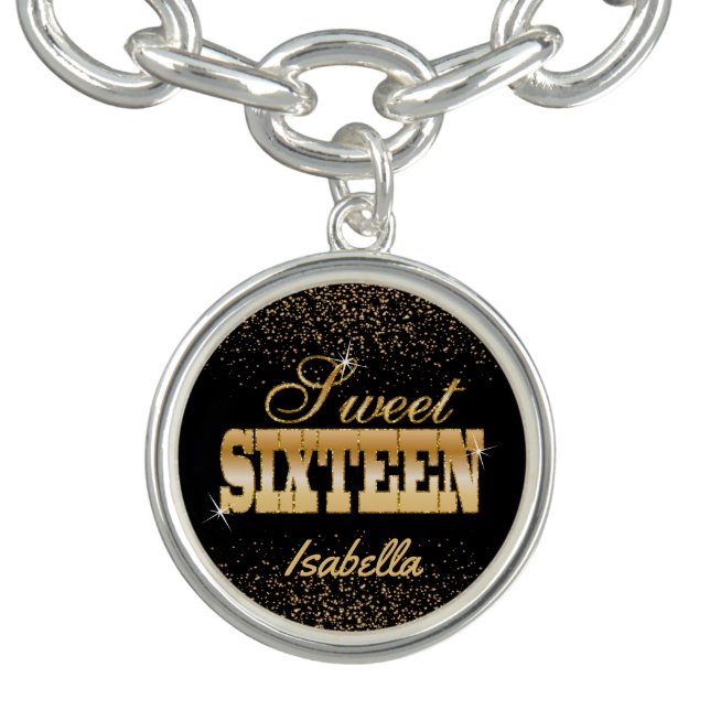 Sweet 16th Birthday | Black and Gold Bracelet (Design)