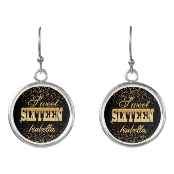 Sweet 16th Birthday | Black And Gold  Earrings by DesignsbyDonnaSiggy at Zazzle