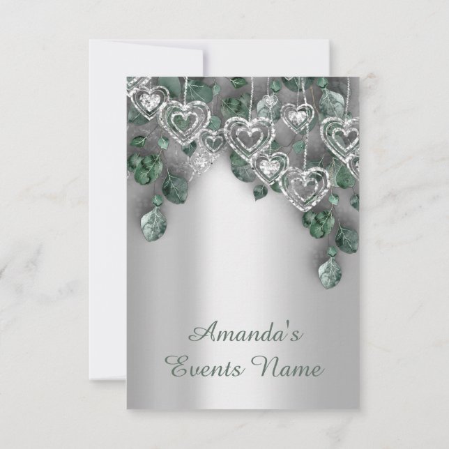Sweet 16th Birthday BRIDAL Shower ROSE Silver GRAY Invitation (Back)