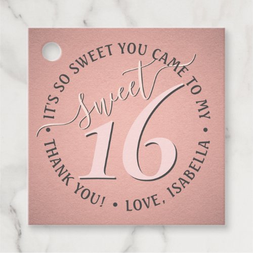 Sweet 16th Birthday Chic Cute Thank You Pink Party Favor Tags