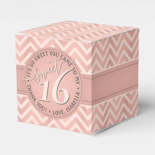 Sweet 16th Birthday Cute & Chic Rose Gold Chevron Favor Boxes