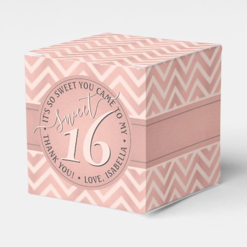 Sweet 16th Birthday Cute  Chic Rose Gold Chevron Favor Boxes