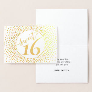 Sweet 16th Birthday Glittery Confetti Chic Script Foil Card