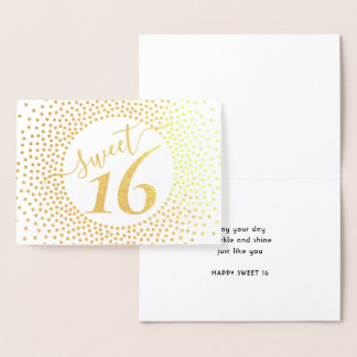 Sweet 16th Birthday Glittery Confetti Chic Script Foil Card