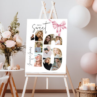 Sweet 16th Birthday Number Photo Collage Pink Bow Foam Board