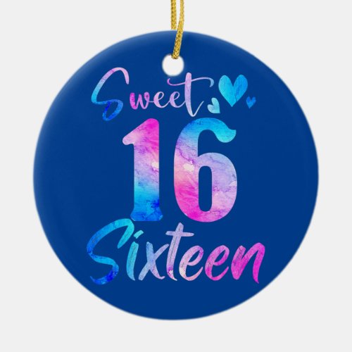 Sweet 16th Birthday Party Celebration Sixteen Ceramic Ornament