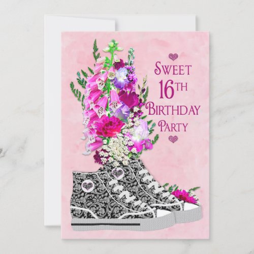 Sweet 16th Birthday Party Invitation  Sneakers Invitation