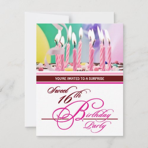 Sweet 16th Birthday Party Invitations - Surprise